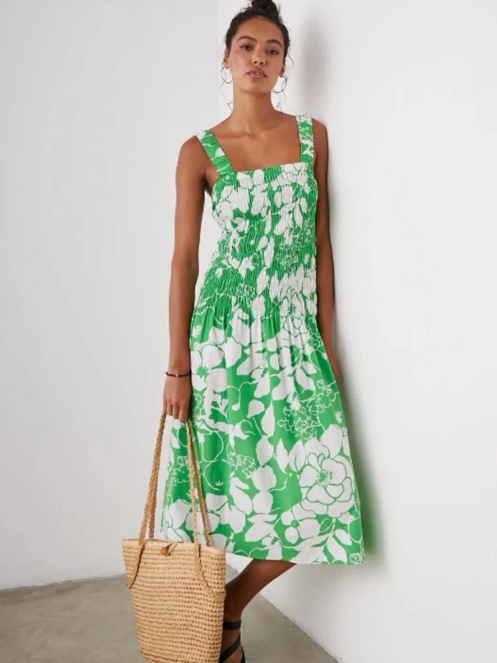 RAILS SEVILLE FLORAL PRINT
SMOCKED MIDI COTTON POPLIN
DRESS sz XL